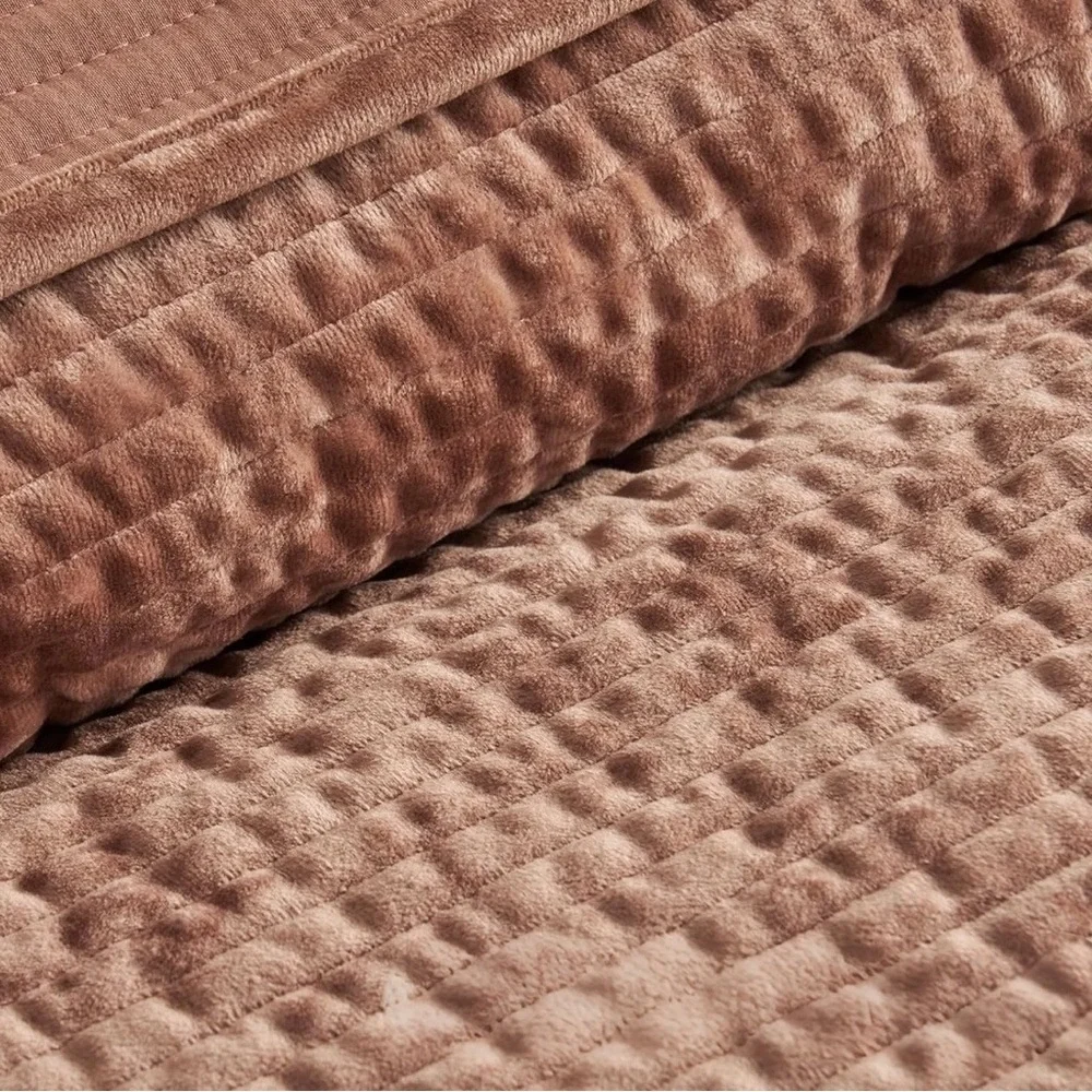 NEW West Elm Velvet Terracotta Clay Queen / King Bedding Comforter & Sham Set